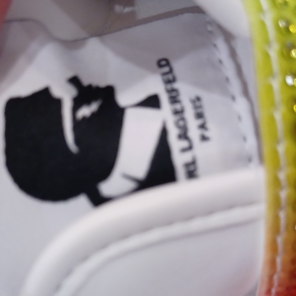 KARL LAGERFELD PARIS REMMY WHITE LEATHER SNEAKERS WITH CRYSTAL EMBELLISHED SZ 11 - Picture 16 of 16